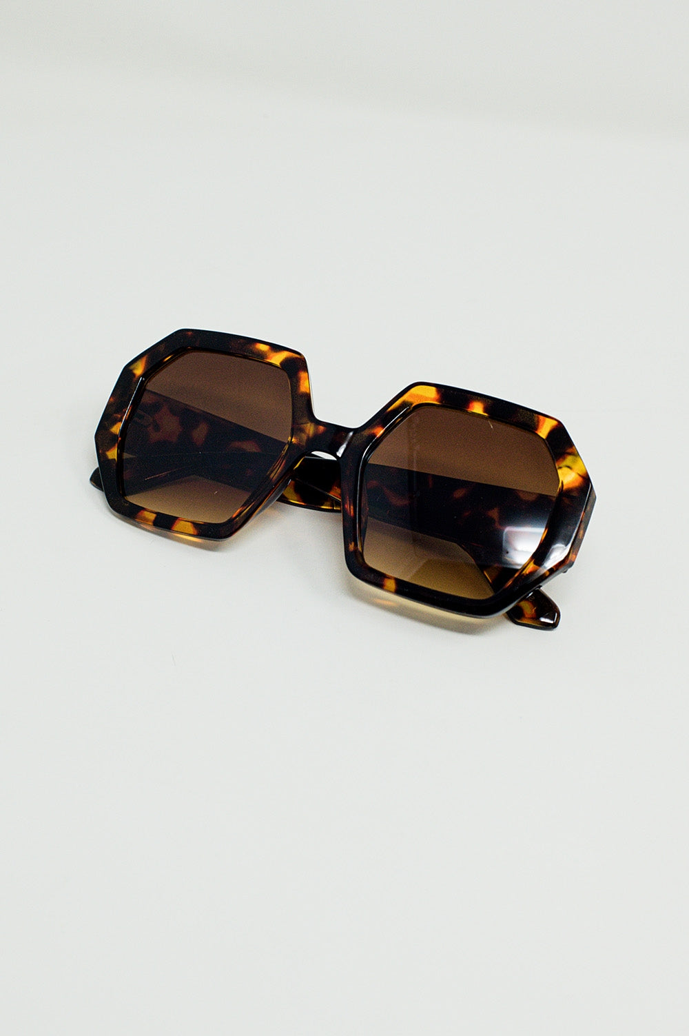 Hexagonal Oversized Sunglasses In Dark Tortoiseshell - Sunglasses