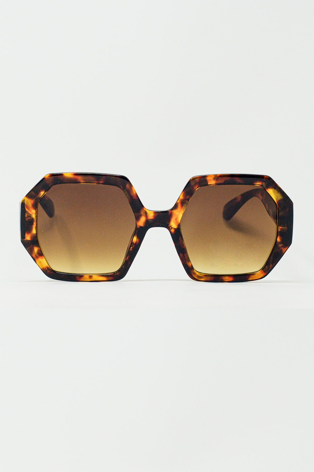 Hexagonal Oversized Sunglasses In Dark Tortoiseshell - Sunglasses