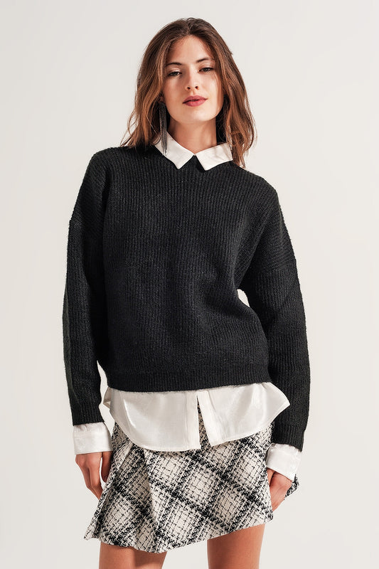 High neck jumper in black - Jumpers