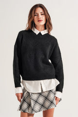 High neck jumper in black