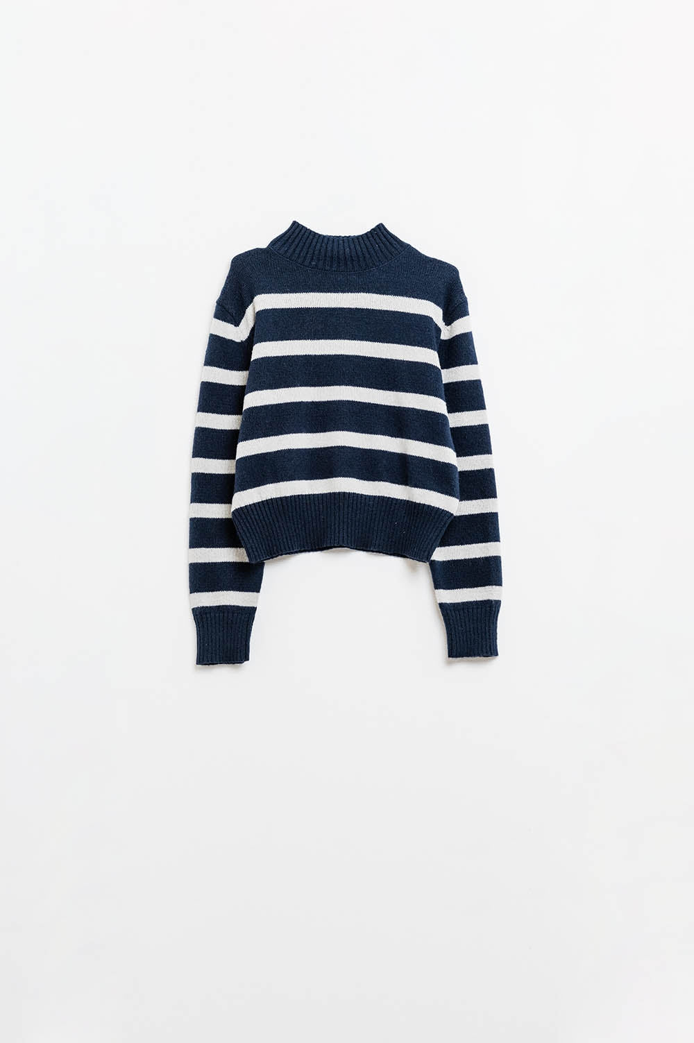 High Neck striped Sweater in navy and grey - Sweaters
