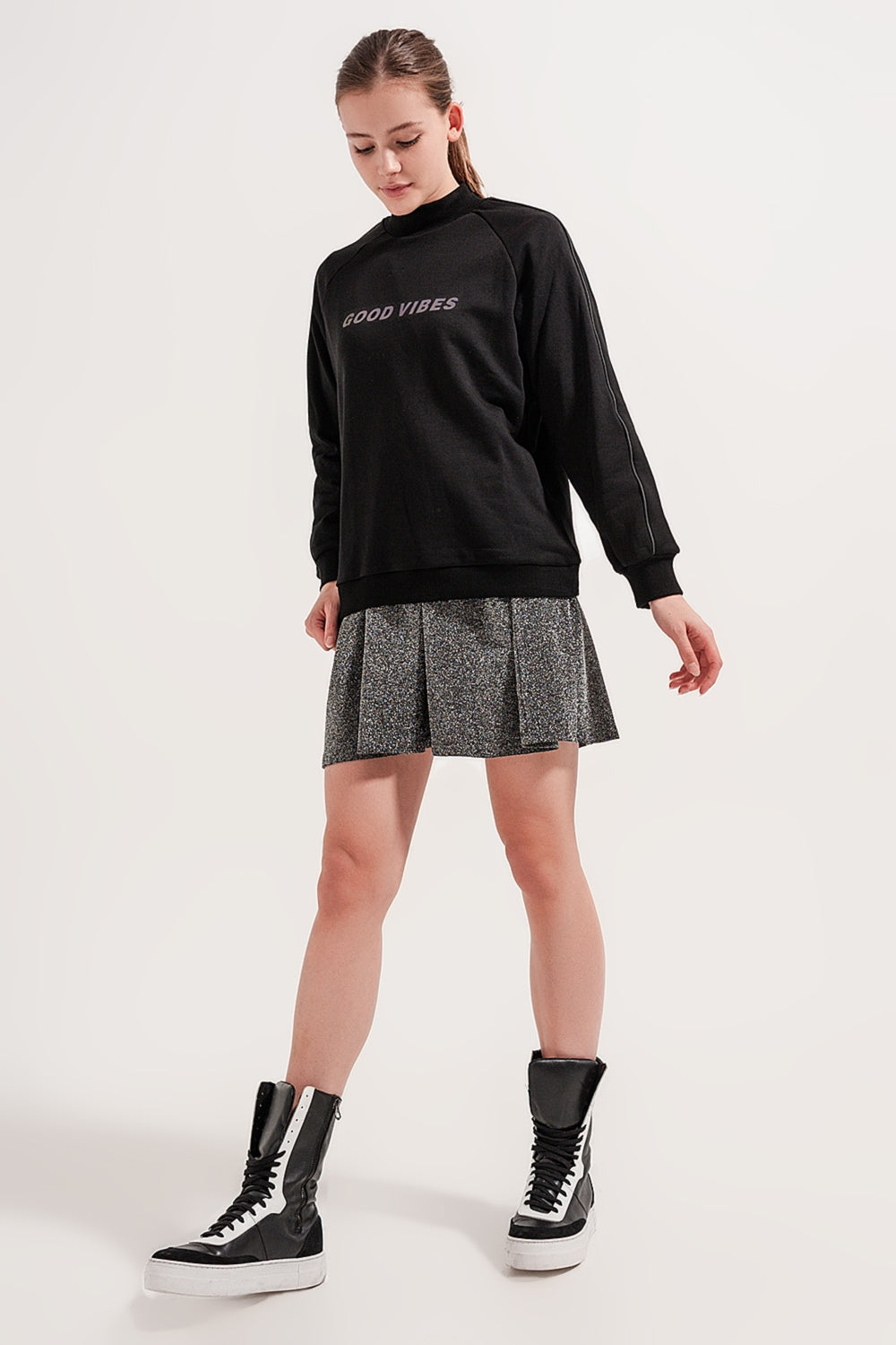 High neck sweatshirt in black - Sweaters