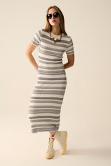 High-quality knitted maxi dress with zigzag detail