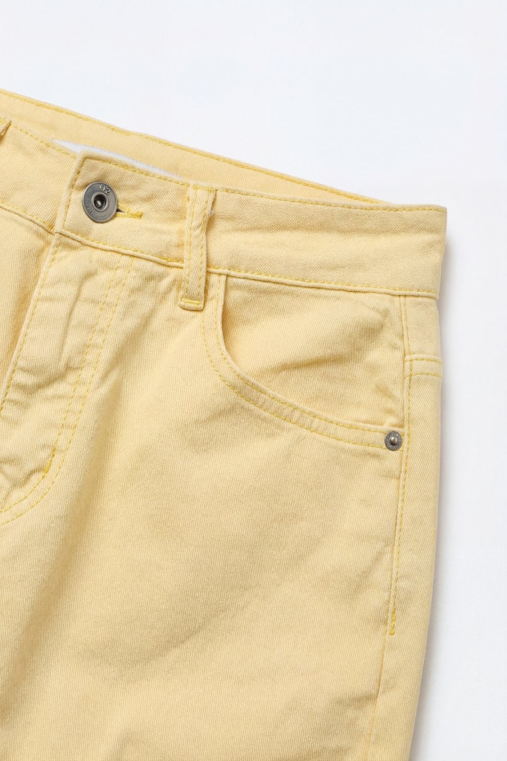 High-Rise Barrel-Leg Pants With Rolled Hem in Yellow - Jeans