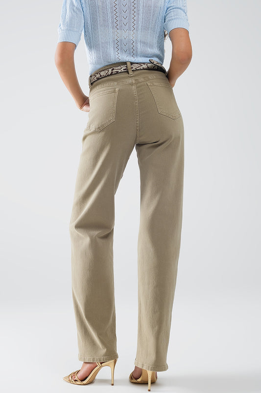 High rise slouchy mom jeans in beige - Jeans