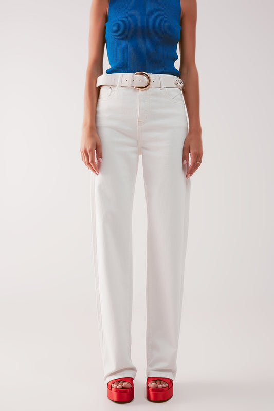 High rise slouchy mom jeans in cream - Jeans