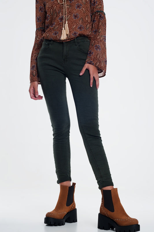 high waist skinny jeans in Khaki - Jeans