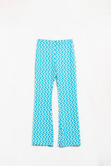 Pantalon évasé taille haute bleu années 70