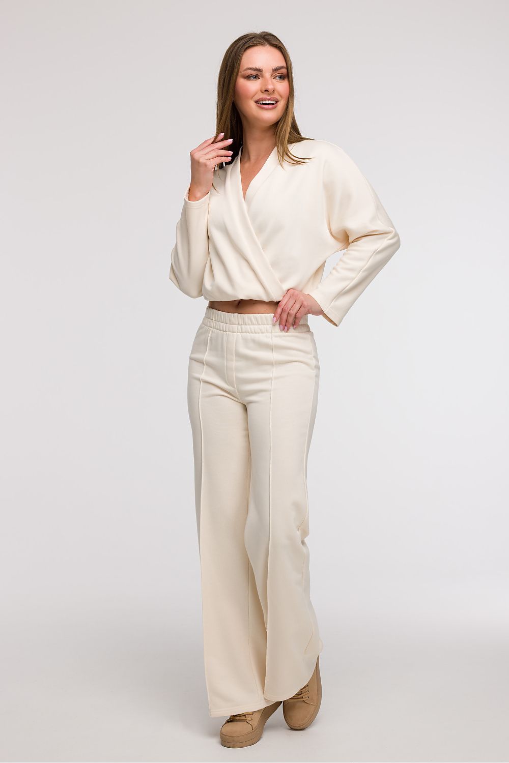 BeWear Womens High Waisted Loungewear Trousers beige - Trousers