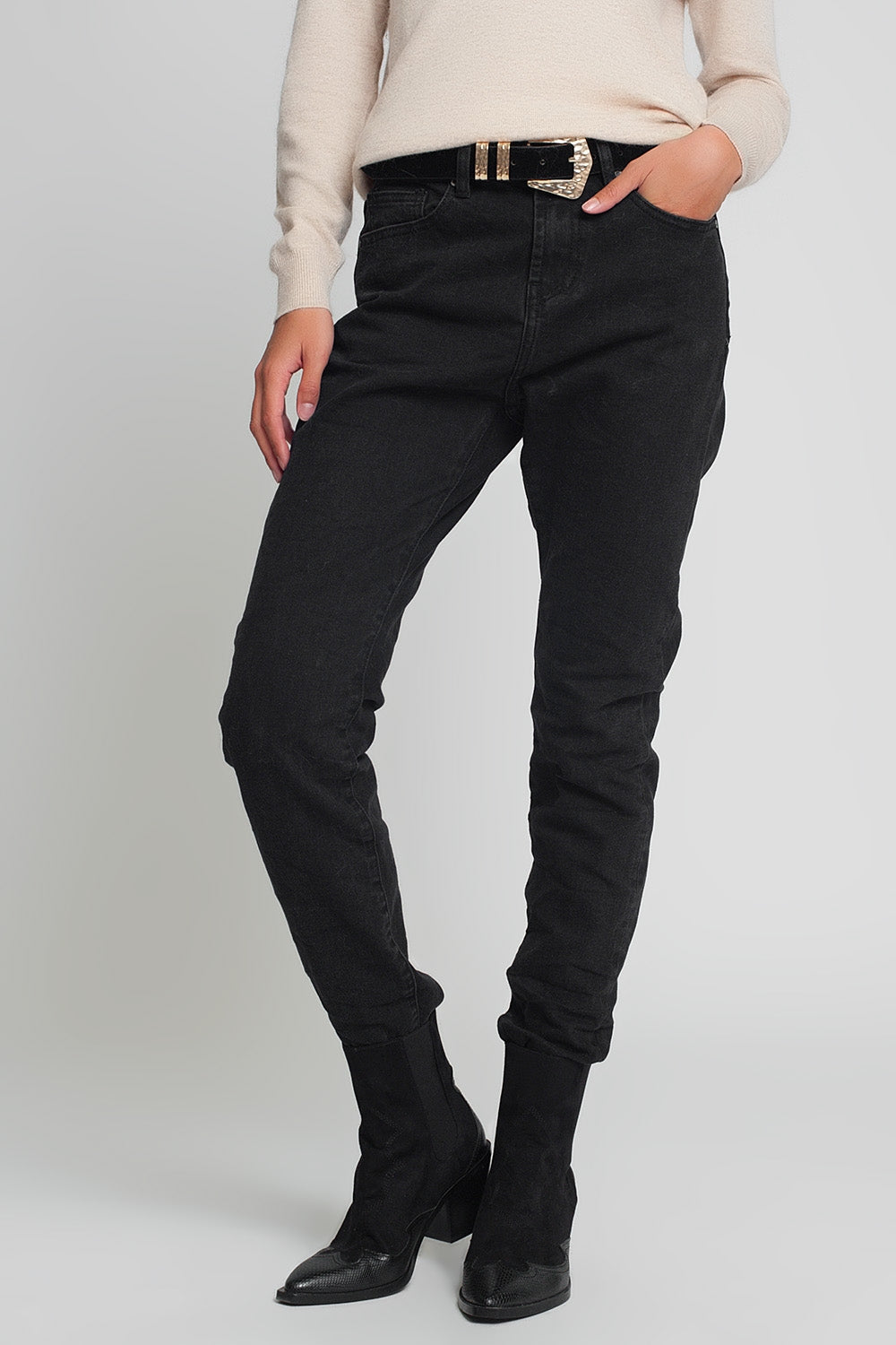 High waisted mom jeans in black - Jeans
