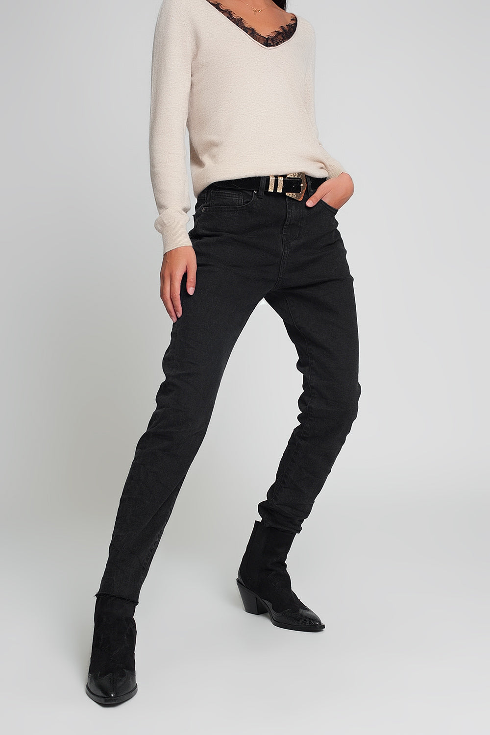 High waisted mom jeans in black - Jeans