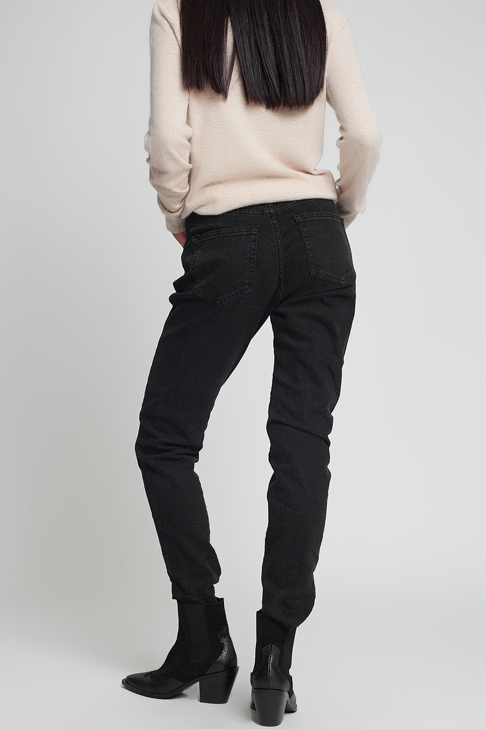 High waisted mom jeans in black - Jeans