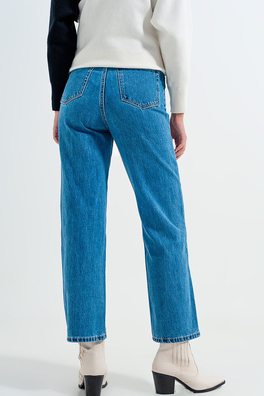 High waisted mom jeans in vintage blue - Jeans