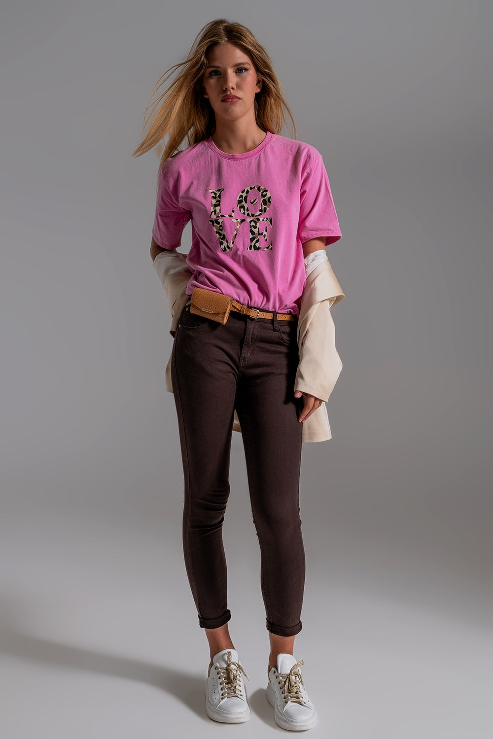 High waisted skinny jeans in brown - Jeans