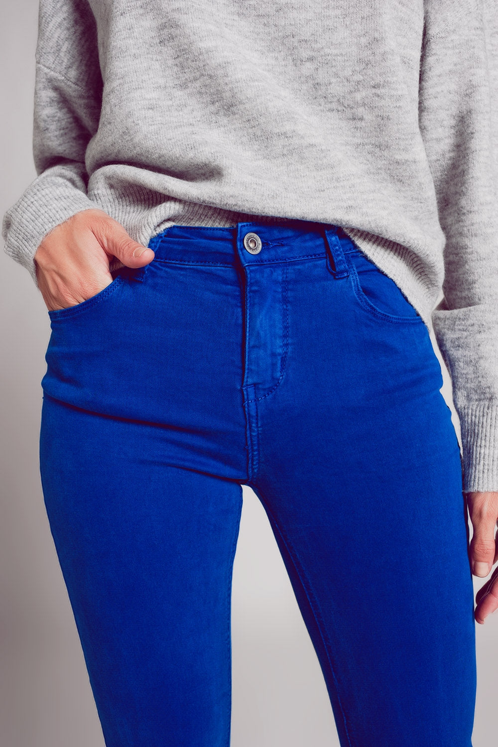 High waisted skinny jeans in electric blue - Jeans