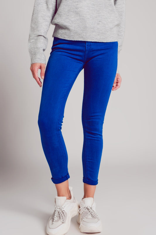 High waisted skinny jeans in electric blue - Jeans