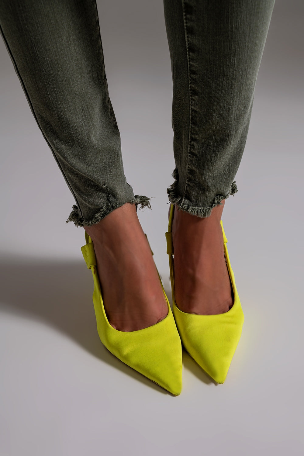 High waisted skinny jeans in khaki - Jeans