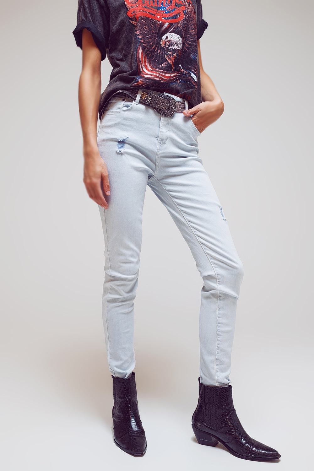 High waisted skinny jeans in Light blue - Jeans