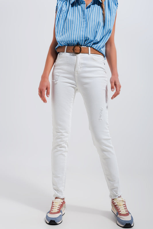 High waisted skinny jeans in white - Jeans