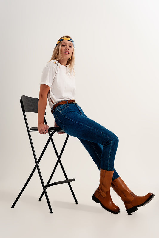 high waisted super skinny jeans in dark blue with high quality elastic - Jeans