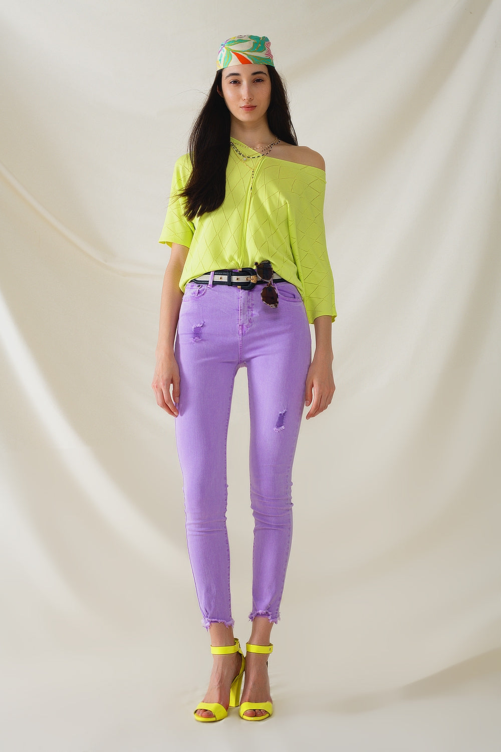 High Waisted super Skinny Jeans In Purple - Jeans