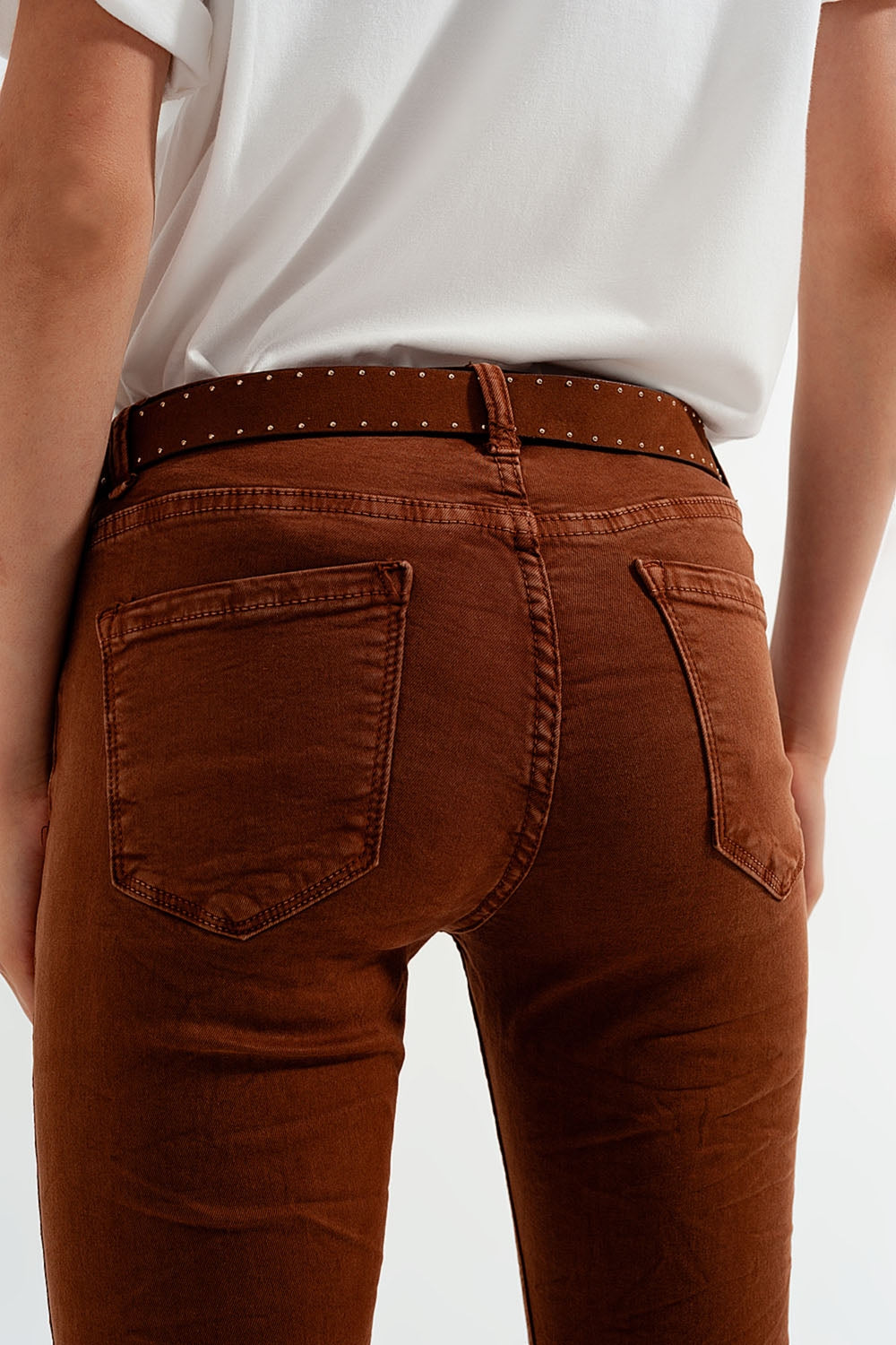 High waisted super skinny pants in camel - Trousers