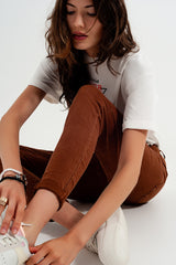 High waisted super skinny pants in camel