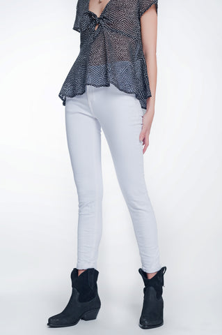 High waisted super skinny pants in white
