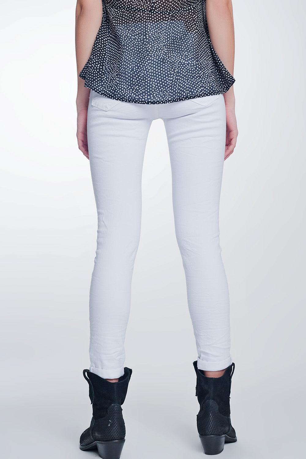High waisted super skinny pants in white - Trousers