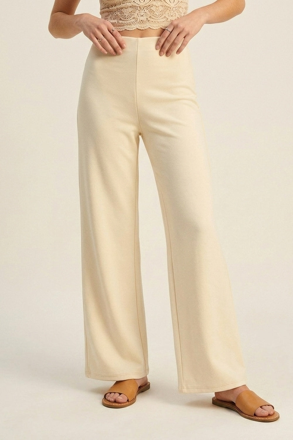 High-Waisted Wide-Leg Pants in Premium Stretch - Pants
