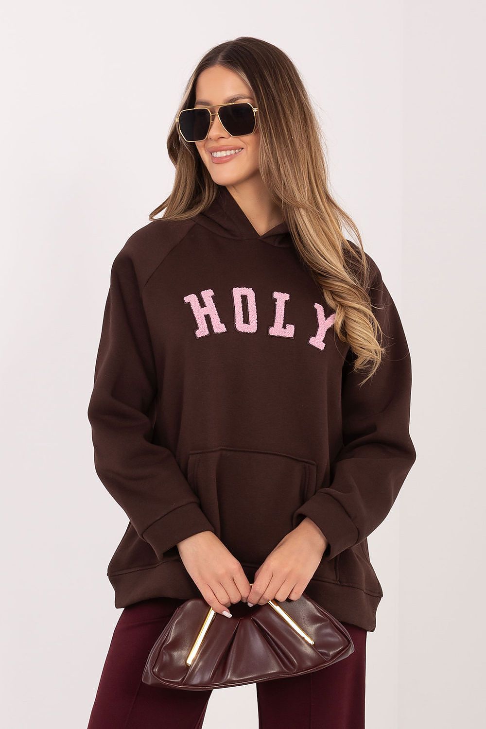 Rue Paris Hooded Sweatshirt with Bold 'HOLY' Print