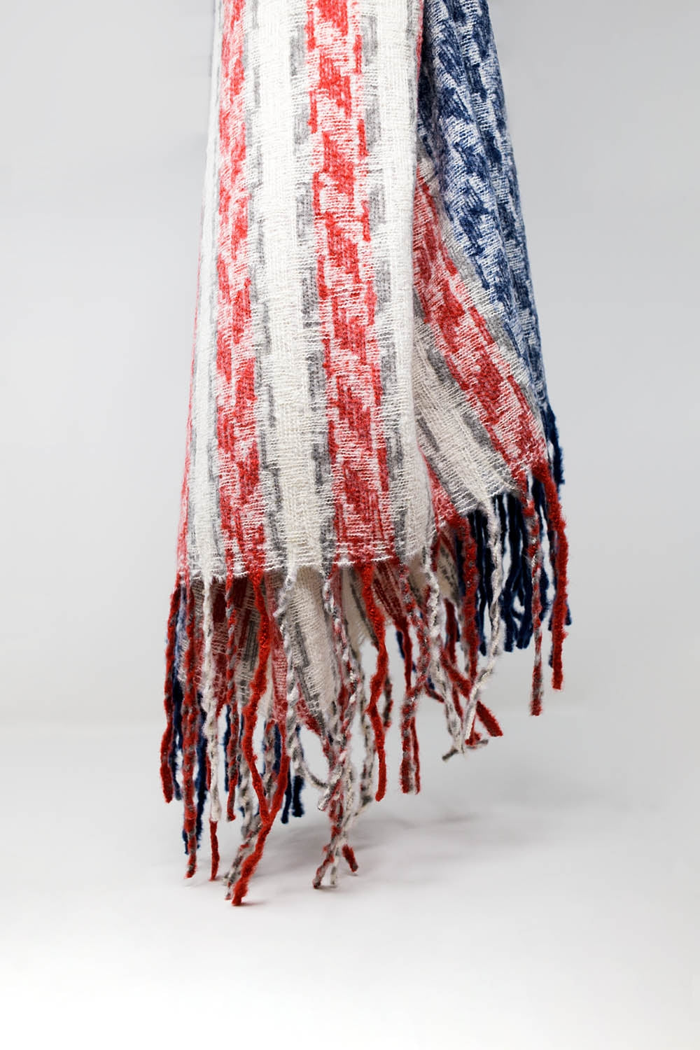 Houndstooth style americana Scarf in White Red and Blue - Scarves
