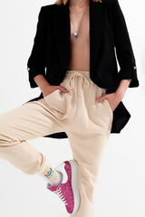 Joggers with elastic waist band in beige