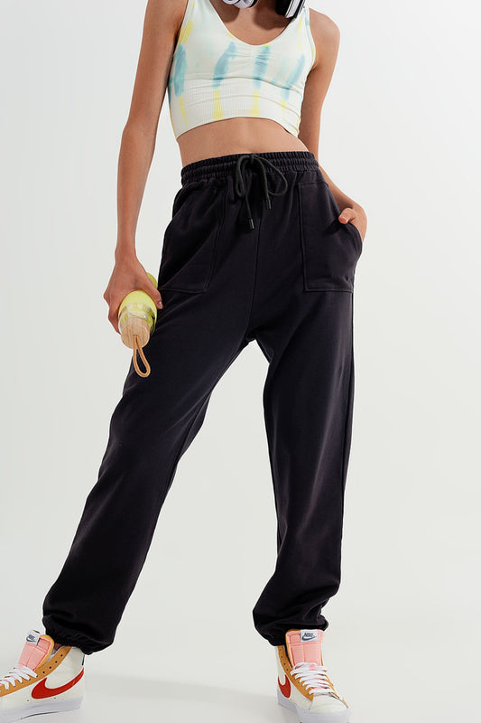 Joggers with elastic waist band in dark gray - Pants