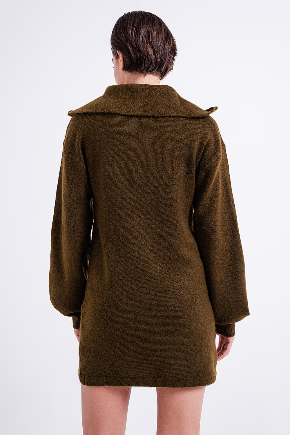 Jumper mini dress in dark green - Dresses
