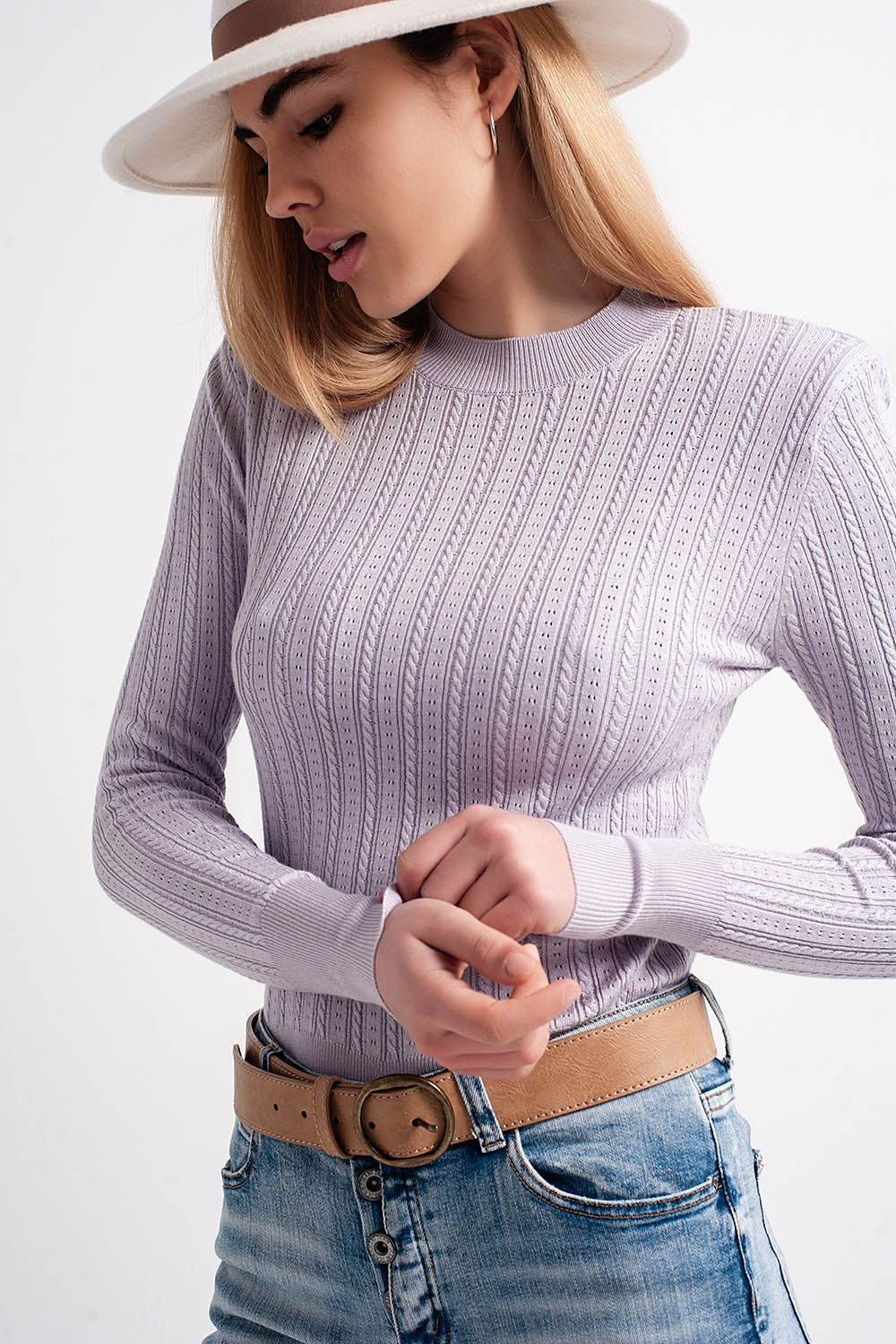 Jumper with shoulder pad in lilac - Jumpers