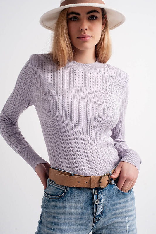 Jumper with shoulder pad in lilac - Jumpers