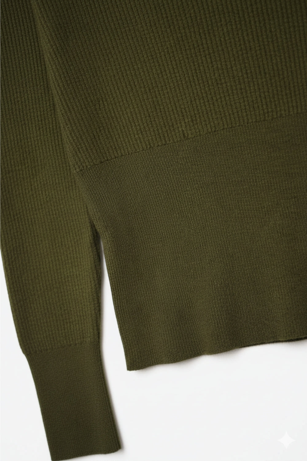 khaki fine ribbed knit sweater with wide boat neck -