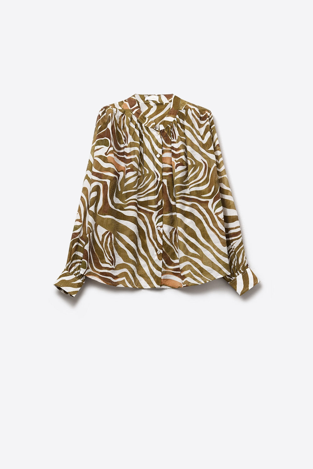 khaki zebra print flowy chiffon blouse - Shirts