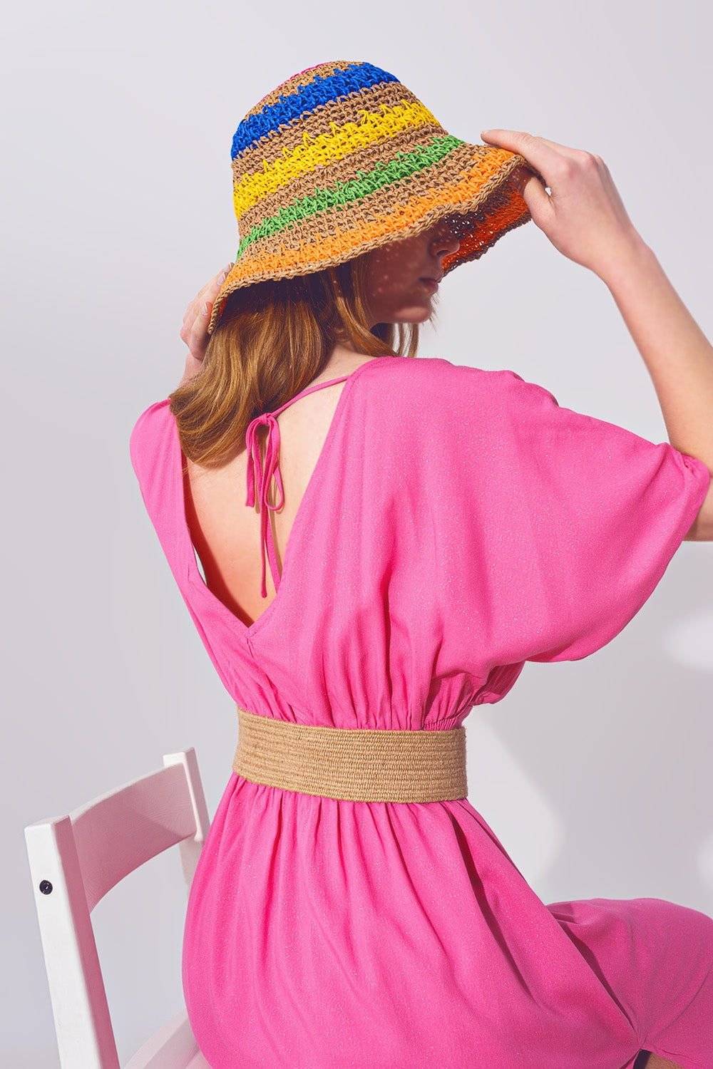 Kimono Sleeve Maxi Dress in Pink - Dresses