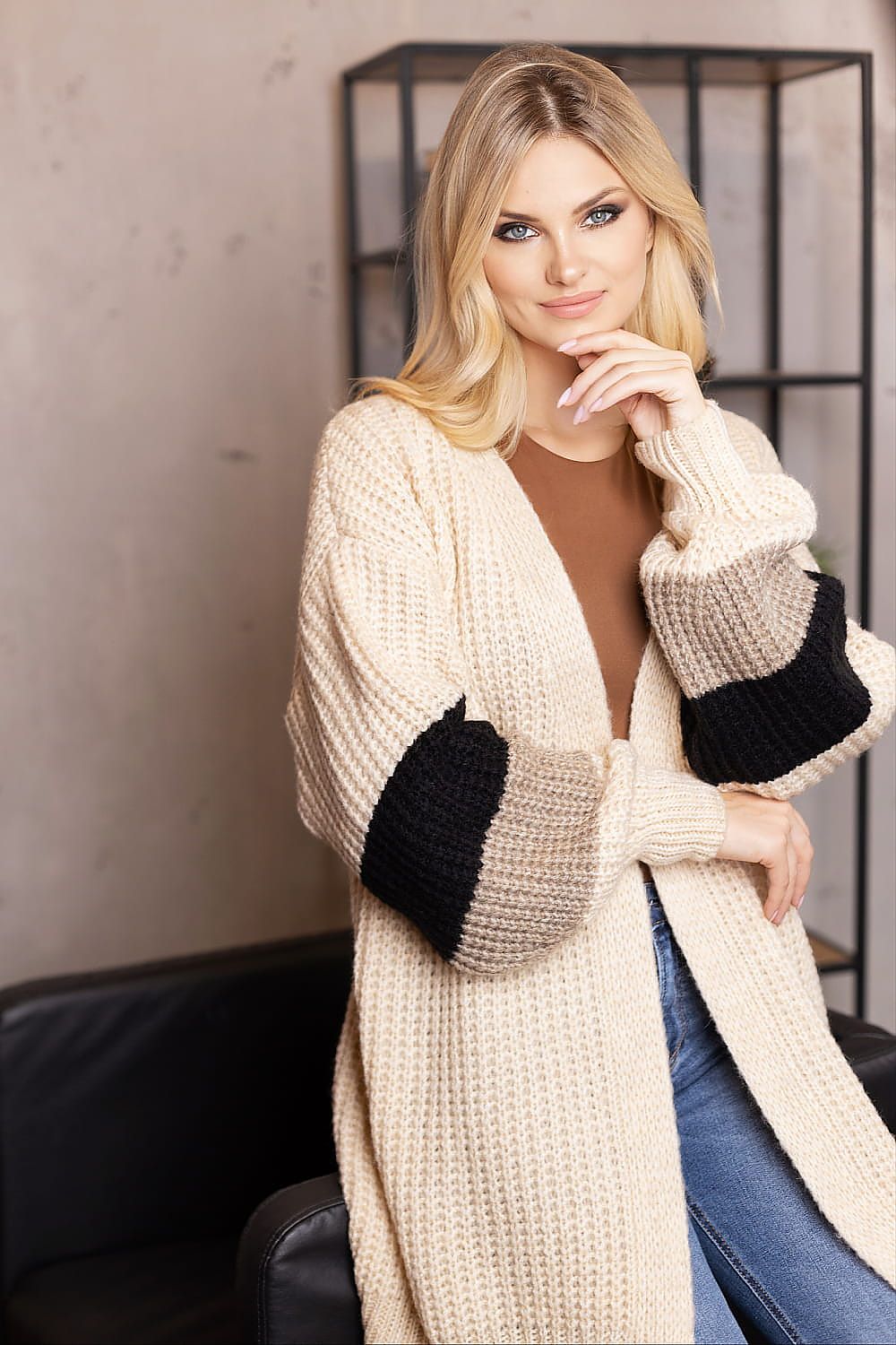 Knit Cozy and Versatile Striped Cardigan beige one-size-fits-all - Cardigans
