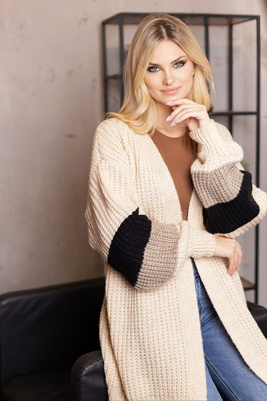Knit Cozy and Versatile Striped Cardigan beige one-size-fits-all - Cardigans