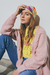 Cardigan de malha rosa