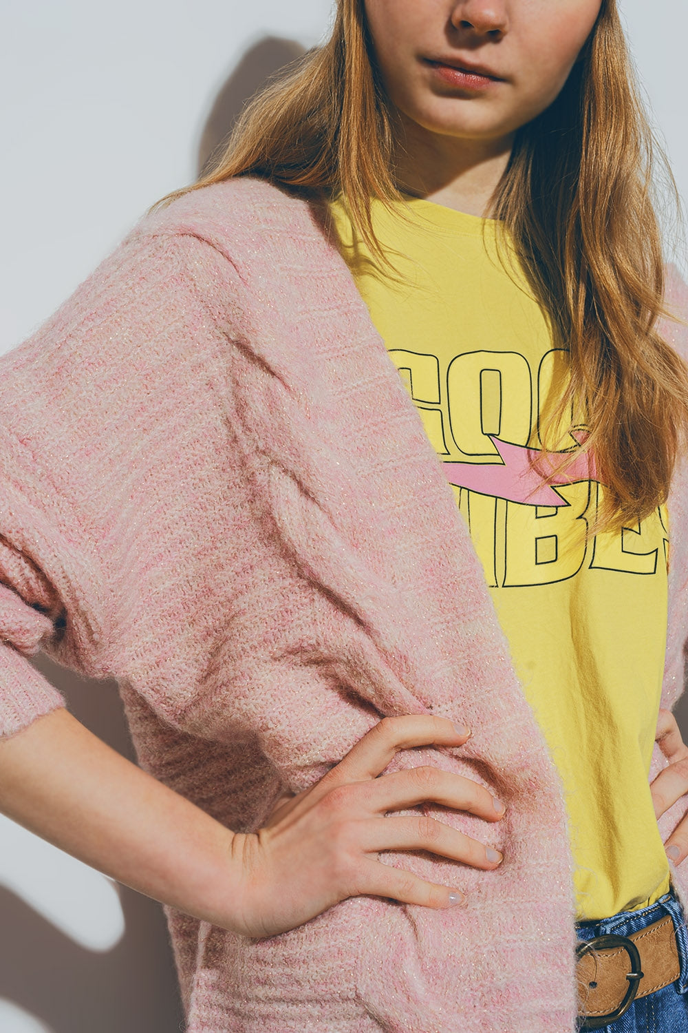 Knitted Cardigan in Pink - Cardigans