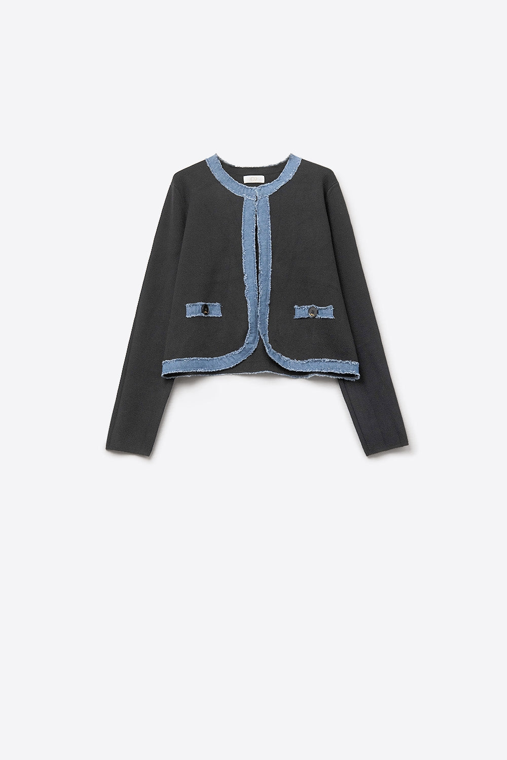Black knitted cardigan with Denim Trim Detail - Cardigans