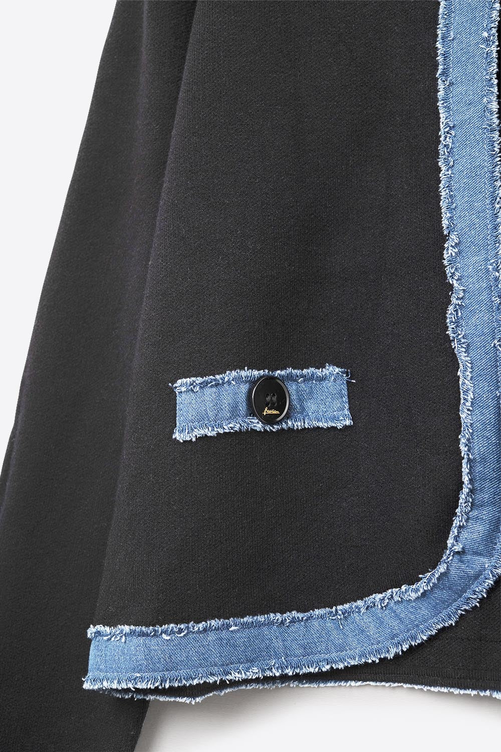 Black knitted cardigan with Denim Trim Detail - Cardigans