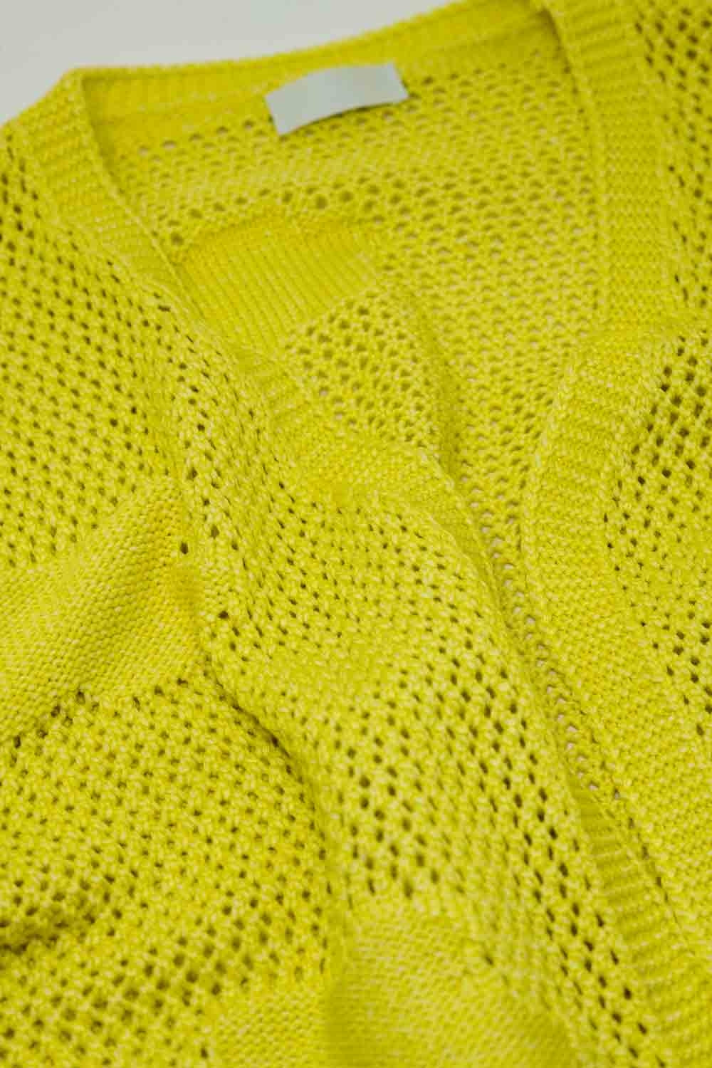 Knitted Crochet Cardigan With Knitted Clouds In yellow - Cardigans