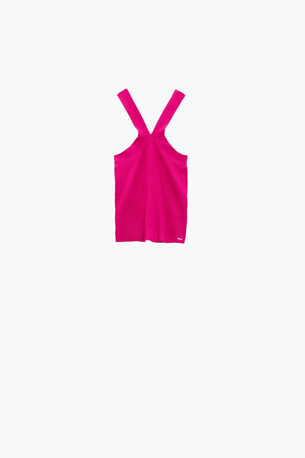 Knitted Cross Front Cropped Top in Fuchsia - Sweaters