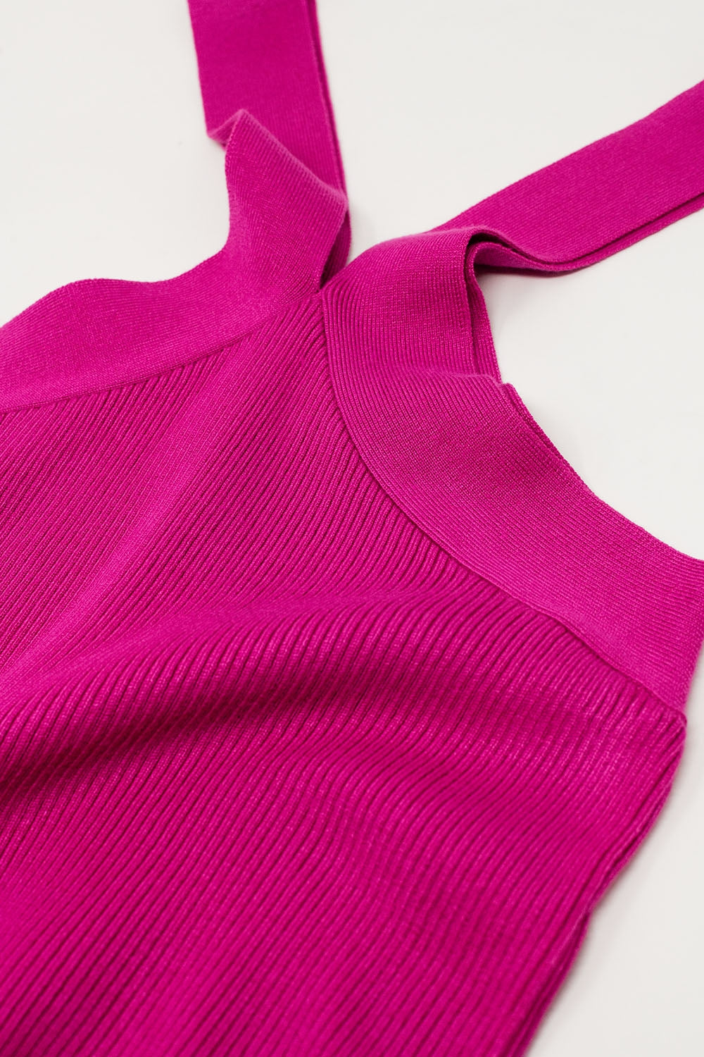 Knitted Cross Front Cropped Top in Fuchsia - Sweaters