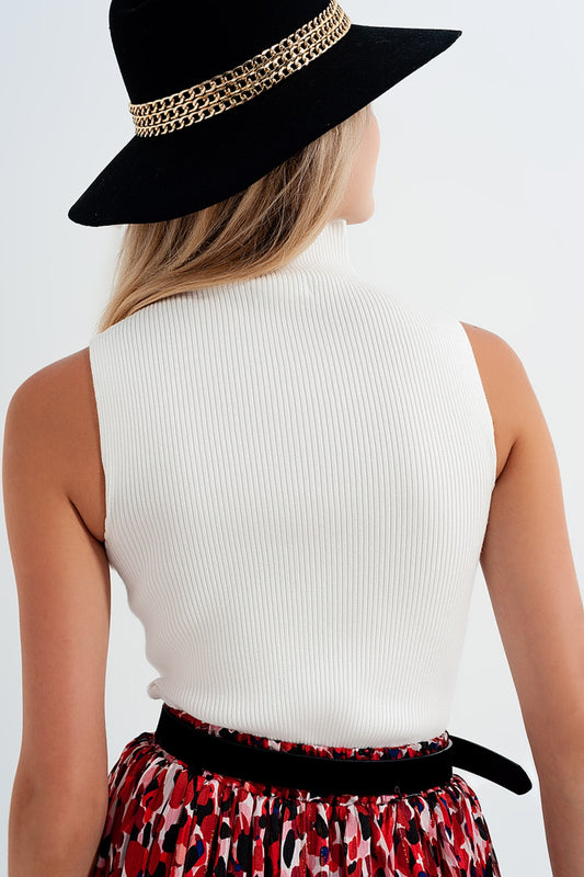 Knitted high neck top in cream - Jumpers